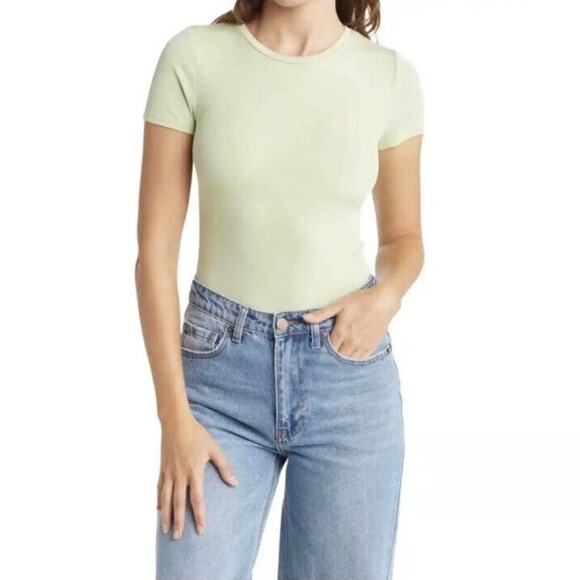 New  ~ ELODIE ~ Crewneck Rib Knit Bodysuit Size S FALL Layering ~ - Picture 1 of 7